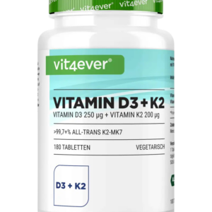 Vitamin D3 10 000 IE + vitamin K2 200 mcg - 180 tabletter