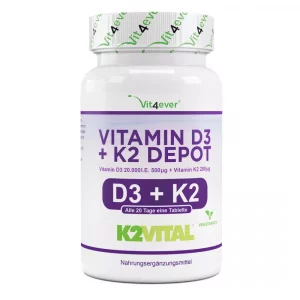 Vitamin D3 20 000 IE + vitamin K2 200 mcg - 100 tabletter